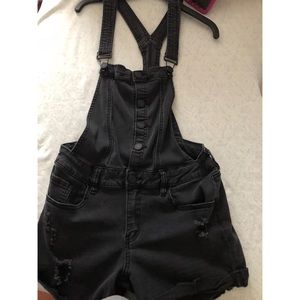 Black Distressed Overalls